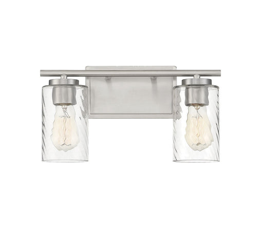Clear Swirl Glass 2-Light Bath Vanity Light in Brushed Nickel