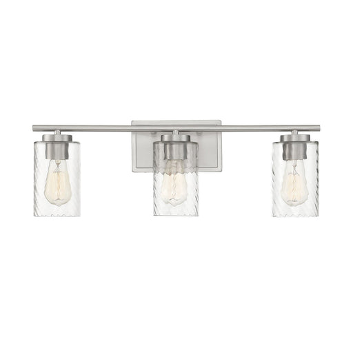 Clear Swirl Glass 24" 3-Light Bath Vanity Light in Brushed Nickel