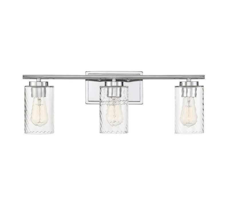 Clear Swirl Glass 24" 3-Light Bath Vanity Light in Chrome