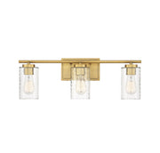 Clear Swirl Glass 24" 3-Light Bath Vanity Light in Natural Brass