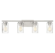 Clear Swirl Glass 32" 4-Light Bath Vanity Light in Brushed Nickel