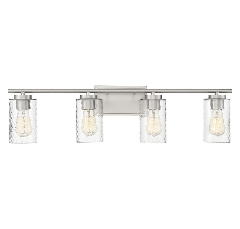 Clear Swirl Glass 32" 4-Light Bath Vanity Light in Brushed Nickel