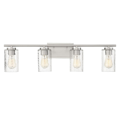 Clear Swirl Glass 32" 4-Light Bath Vanity Light in Brushed Nickel