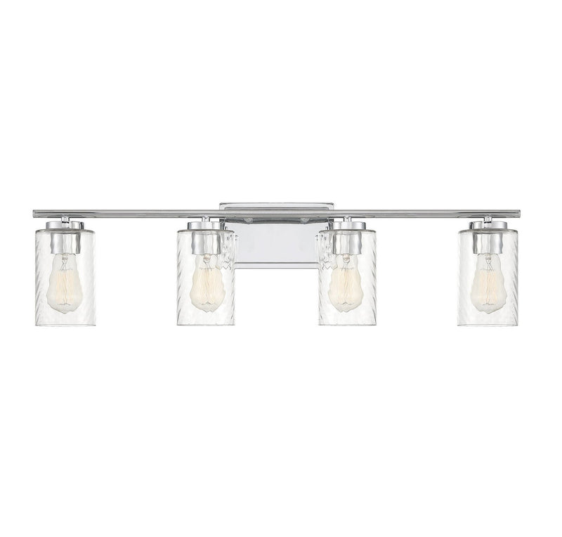 Clear Swirl Glass 32" 4-Light Bath Vanity Light in Chrome