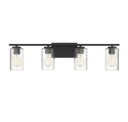 Clear Swirl Glass 32" 4-Light Bath Vanity Light in Matte Black
