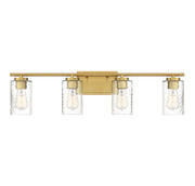 Clear Swirl Glass 32" 4-Light Bath Vanity Light in Natural Brass