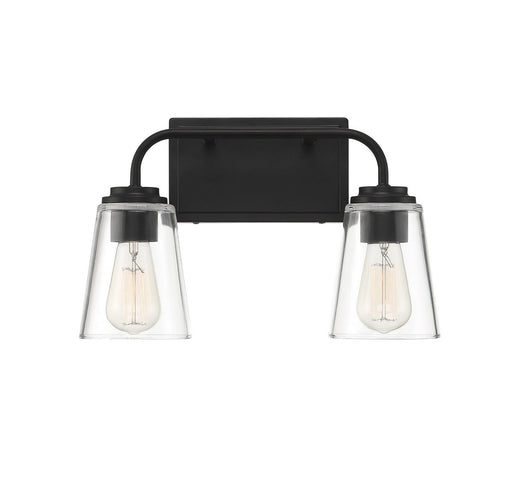 Armed Clear Glass 15" 2-Light Bath Vanity Light in Matte Black