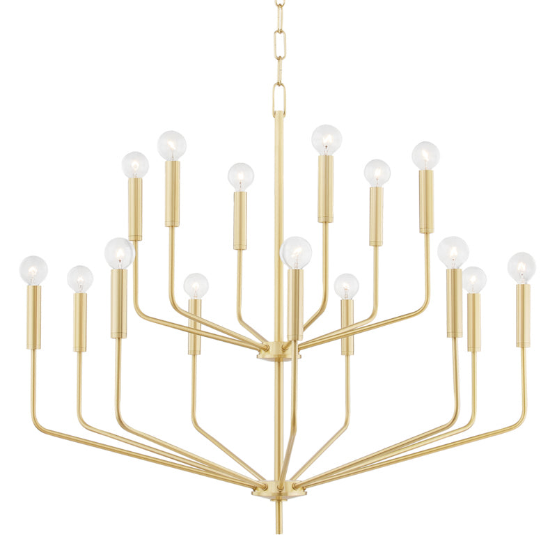 H516815-AGB - Bailey 15 Light Chandelier in Aged Brass by Mitzi