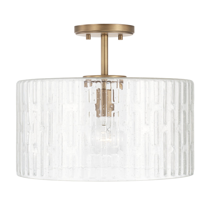 Emerson 1-Light Semi-Flush Mount in Aged Brass - Lamps Expo