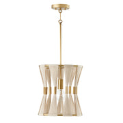 Bianca 1-Light Pendant in Bleached Natural Rope and Patinaed Brass - Lamps Expo