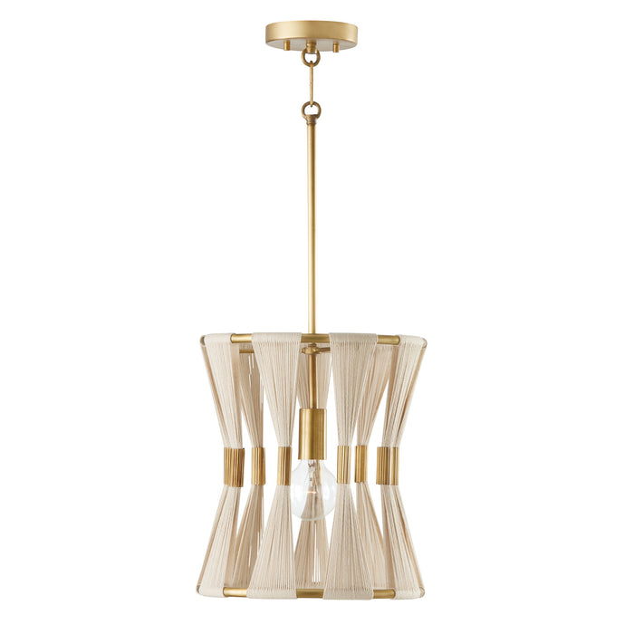 Bianca 1-Light Pendant in Bleached Natural Rope and Patinaed Brass - Lamps Expo