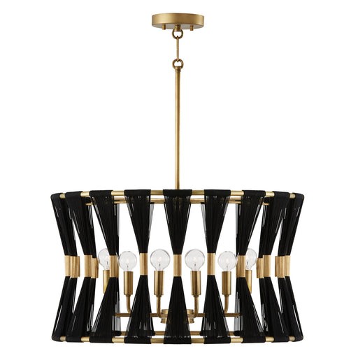 Bianca 6-Light Pendant in Black Rope and Patinaed Brass - Lamps Expo