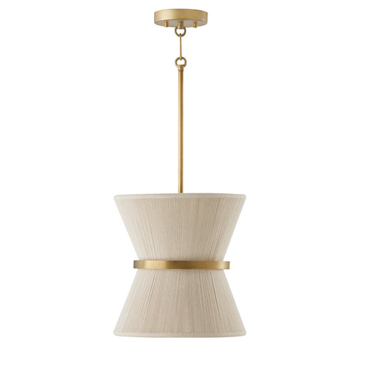 Cecilia 1-Light Pendant in Bleached Natural Rope & Patinaed Brass - Lamps Expo