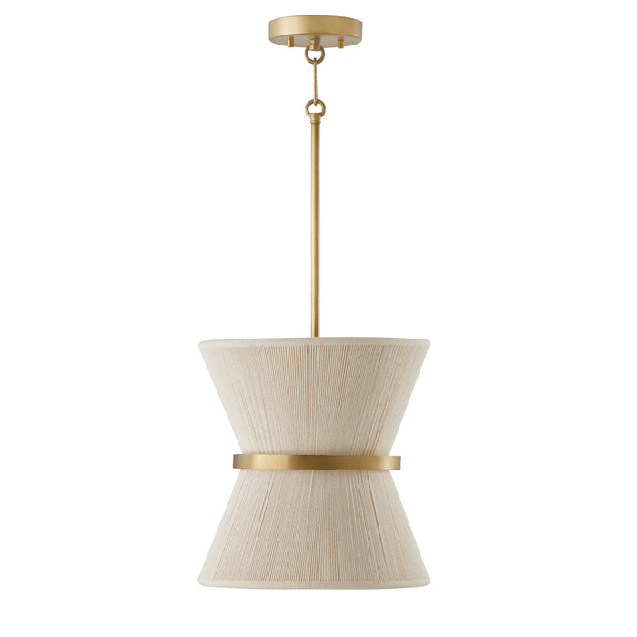 Cecilia 1-Light Pendant in Bleached Natural Rope & Patinaed Brass - Lamps Expo