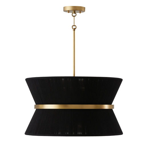Cecilia 8-Light Pendant in Black Rope and Patinaed Brass - Lamps Expo