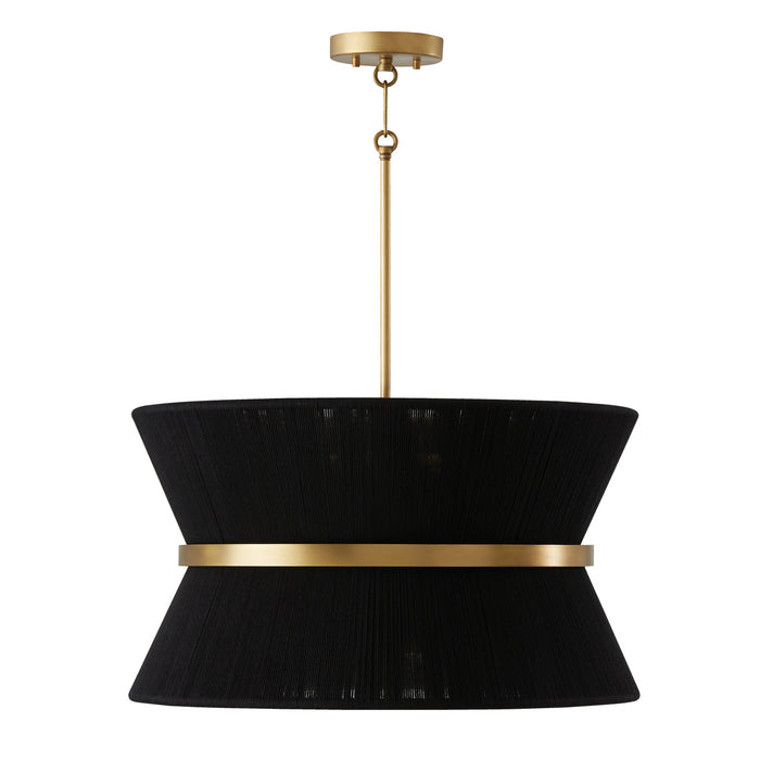 Cecilia 8-Light Pendant in Black Rope and Patinaed Brass - Lamps Expo