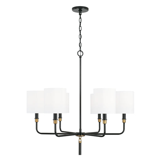 Beckham 6-Light Chandelier in Glossy Black & Aged Brass - Lamps Expo