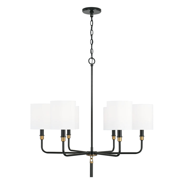 Beckham 6-Light Chandelier in Glossy Black & Aged Brass - Lamps Expo
