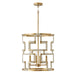 Hala 4-Light Foyer Pendant in Bleached Natural Jute and Patinaed Brass - Lamps Expo