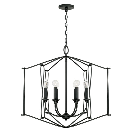 Bentley 6-Light Foyer Pendant in Black Iron - Lamps Expo
