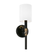 Beckham 1-Light Wall Sconce in Glossy Black and Aged Brass - Lamps Expo