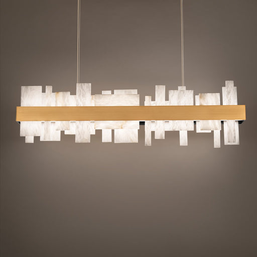Acropolis 2-Light Linear Pendant in Aged Brass