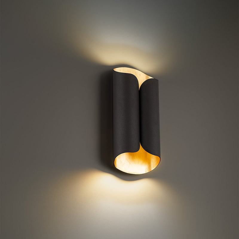Opus 2-Light Wall Sconce in Bronze & Gold Leaf
