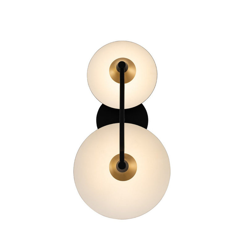Redding LED Wall Sconce in Matte Black W White and Brass Accent