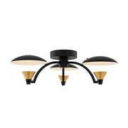 Redding LED Semi Flush Mount in Matte Black w White & Brass Accent - Lamps Expo