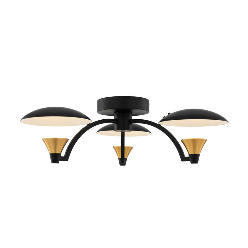 Redding LED Semi Flush Mount in Matte Black w White & Brass Accent - Lamps Expo