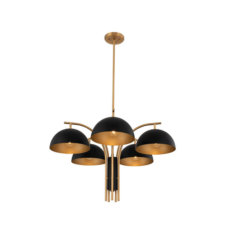 Marcel 5-Light Chandelier in Matte Black W and New Brass