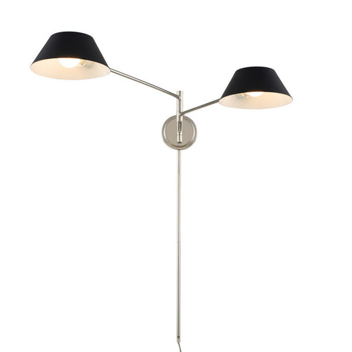 Bruno 2-Light Wall Sconce in Matte Black W and Polished Nickel