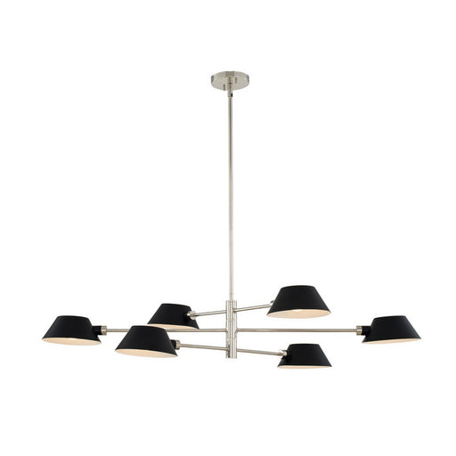 Bruno 6-Light Linear Pendant in Matte Black W and Polished Nickel