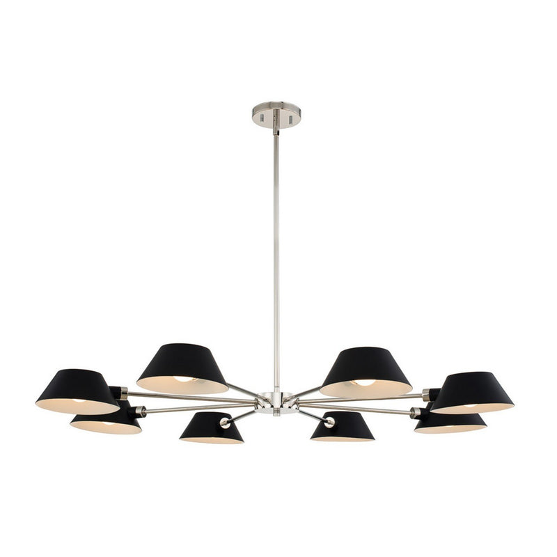 Bruno 8-Light Chandelier in Matte Black W and Polished Nickel
