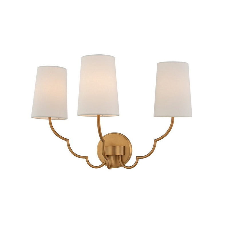 Sophia 3-Light Wall Sconce in New Brass