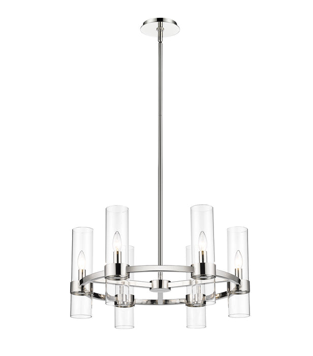 Datus 6-Light Chandelier in Polished Nickel - Lamps Expo