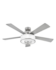 Hampton 56" Smart Ceiling Fan with Light in Brushed Nickel / Silver/walnut