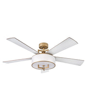 Hampton 56" Smart Ceiling Fan with Light in Heritage Brass / Matte White/birch