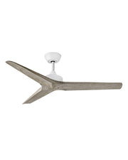 Chisel 52" Outdoor Smart Ceiling Fan in Matte White / Weathered Wood