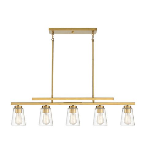 Calhoun 5-Light Linear Chandelier in Warm Brass