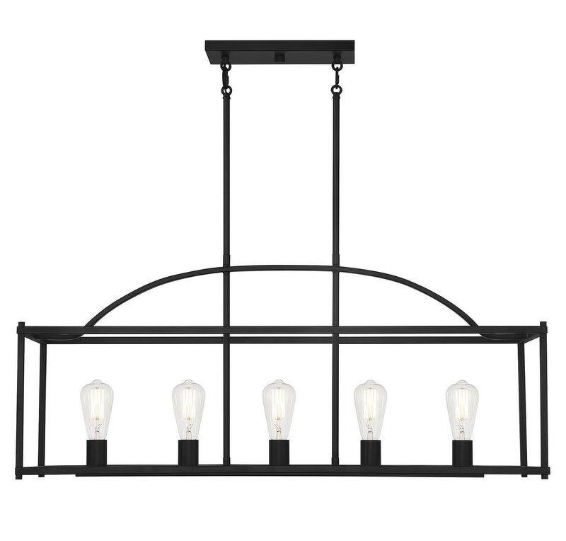 Palladian 5-Light Linear Chandelier in Matte Black