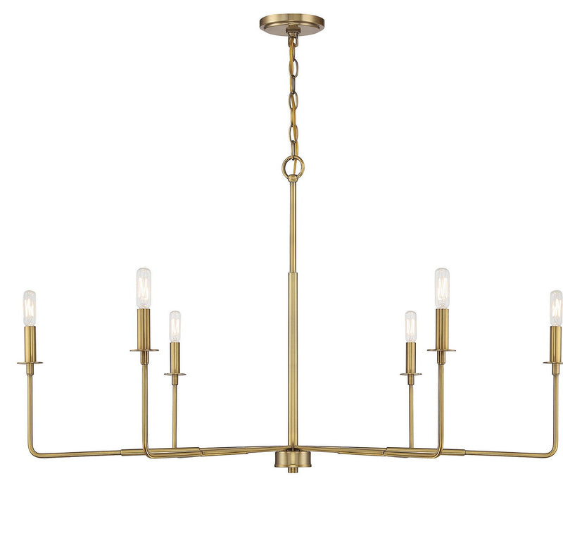 Salerno 6-Light Chandelier in Warm Brass