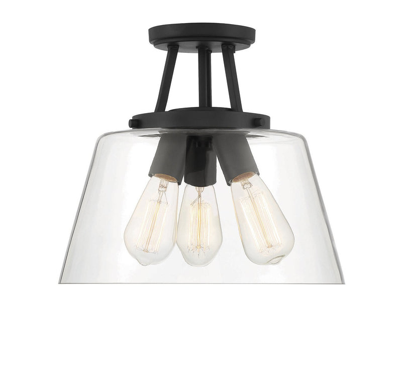 Calhoun 3-Light Semi-Flush Mount in Matte Black