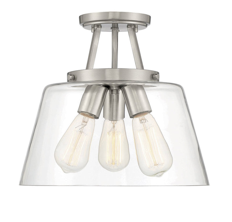 Calhoun 3-Light Semi-Flush Mount in Satin Nickel