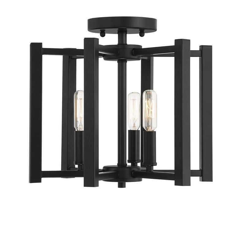 Benson 3-Light Semi-Flush Mount in Matte Black