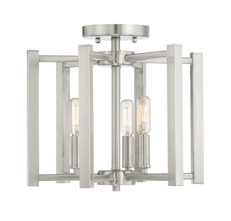 Benson 3-Light Semi-Flush Mount in Satin Nickel