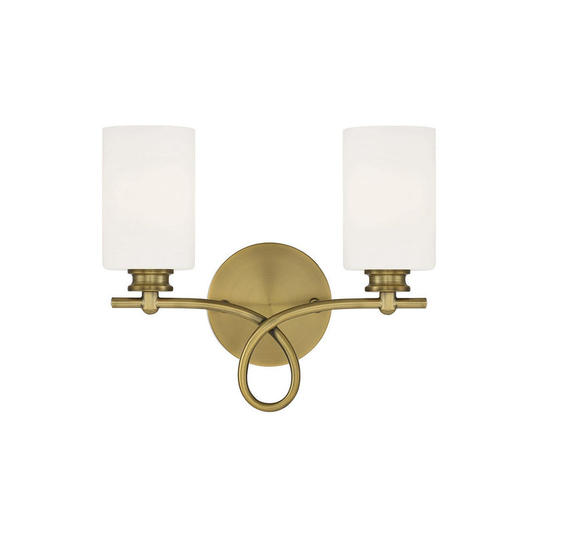 Woodbury 2-Light Bath Vanity Light in Warm Brass