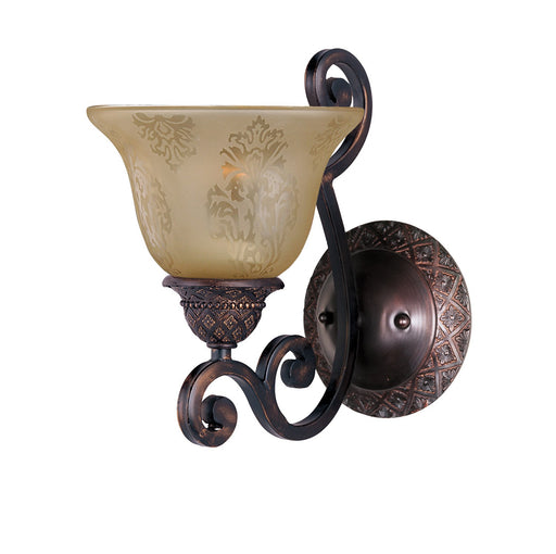 Symphony 1-Light Wall Sconce in Oil Rubbed Bronze with Screen Amber Glass/Shade - Lamps Expo