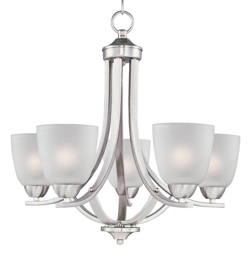 Axis 5 Light Chandelier in Satin Nickel