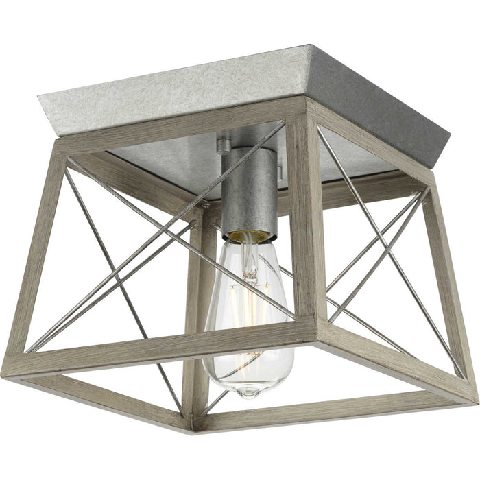 Briarwood One Light Flush Mount in Galvanized Finish